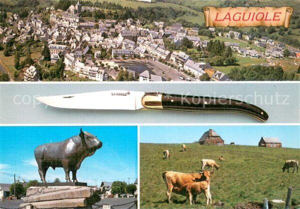Laguiole Vue aérienne Taureau en bronze Vaches d