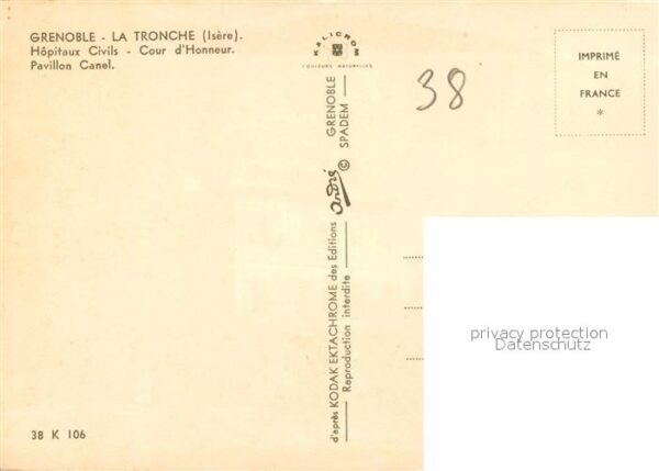 La Tronche Hôpitaux Civils Cour d_Honneur Pavillon – Bild 2