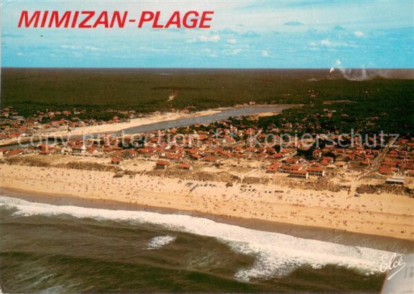 Mimizan Plage Vue aérienne vers la plage sud avec le