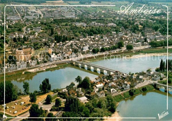 Amboise Vue generale aerienne L’ile d’Or le pon