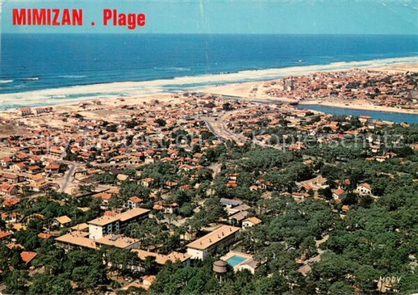 Mimizan Plage Vue generale aerienne La plage Sud et l