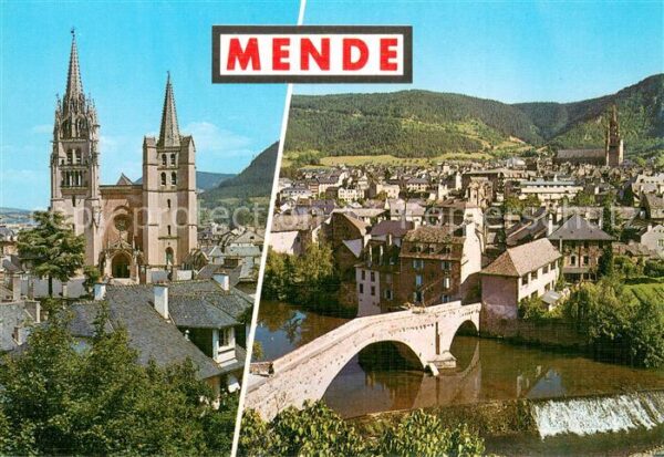 Mende La Cathedrale Vue generale et le pont s
