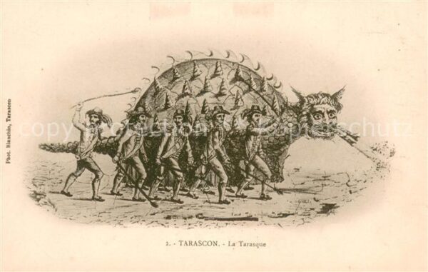 Tarascon Bouches-du-Rhone La Tarasque Dessin Drache Künstlerkarte
