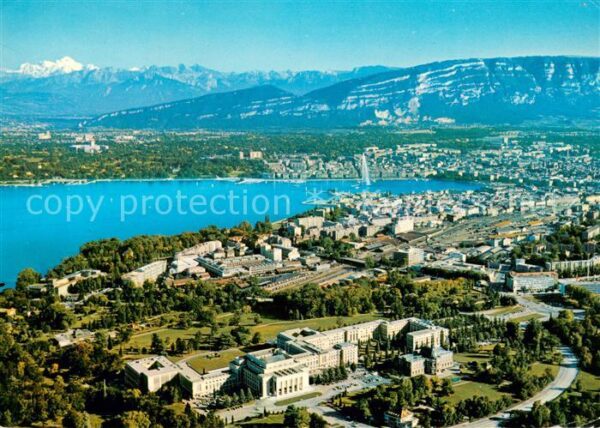 Geneve GE Le Palais des Nations Fliegeraufnahme