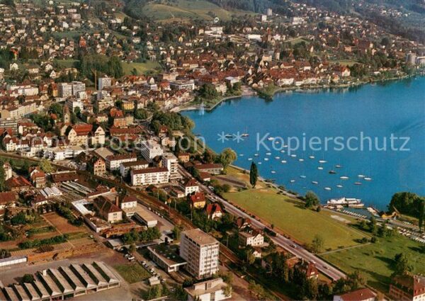 Zug ZG Bucht Zugersee Fliegeraufnahme