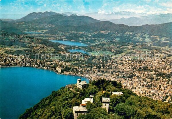 Lugano Lago di Lugano Luganersee Monte Bre Fliegeraufnahme