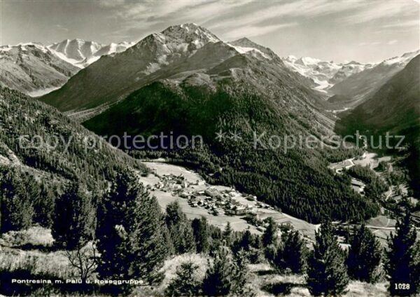 Pontresina mit Piz Palü und Roseggruppe Alpenpanor
