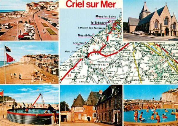Criel-sur-Mer Teilansichten Strand Swimming Pool Kirc