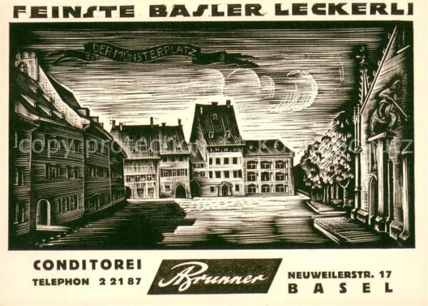 Basel BS Conditorei Brunner Münsterplatz Zeichnu