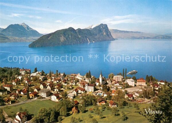 Vitznau Vierwaldstaettersee Fliegeraufnahme mit Stanserhorn Bürgens