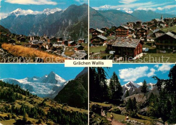Graechen VS Bergdorf Landschaftspanorama Alpen
