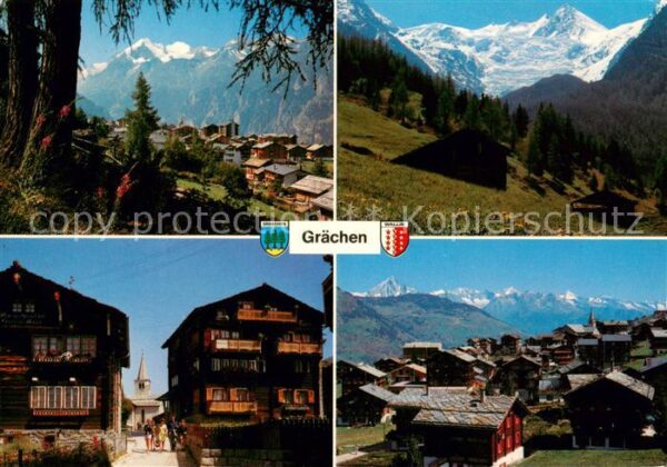 Graechen VS mit Weisshorn Dorfstrasse Riedgletscher