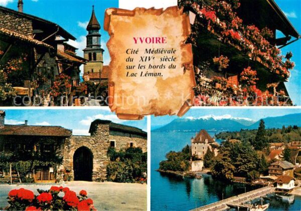 Yvoire Clocher Maison fleurie Auberge de la Po