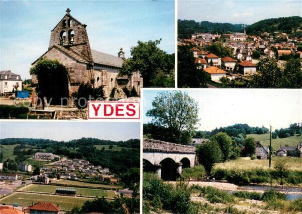 Ydes Eglise Vue generale Le stade Le vieux p