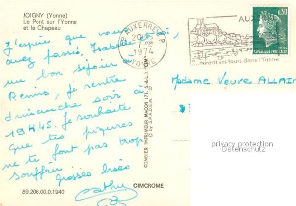 Joigny Yonne Le Pont sur l’Yonne et le Chapeau Vue a – Bild 2