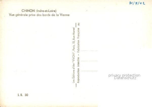 Chinon Indre et Loire Vue generale prise des bords de la Vien – Bild 2