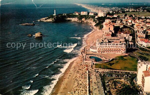 Biarritz Pyrenees Atlantiques Vue aerienne vers le Phare et la Plage