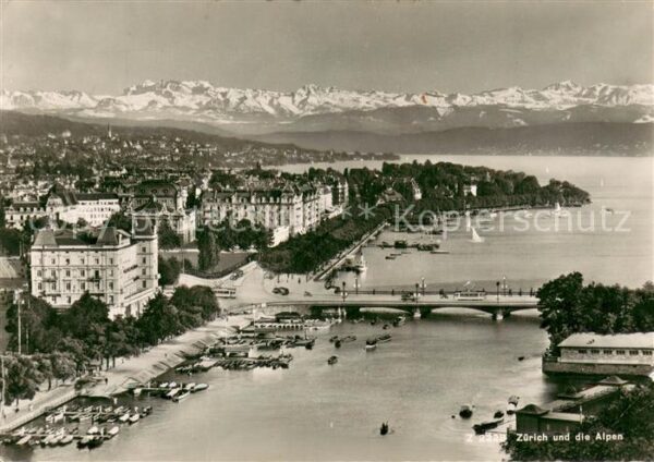 Zuerich ZH Fliegeraufnahme mit Schweizer Alpen