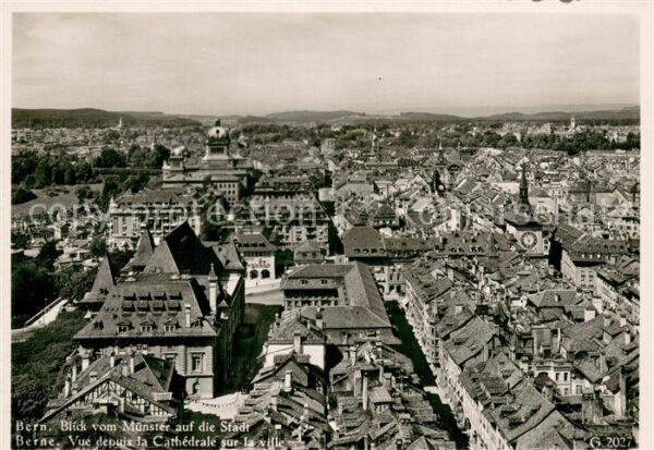 Bern BE Panorama Blick vom Münster auf die Stad