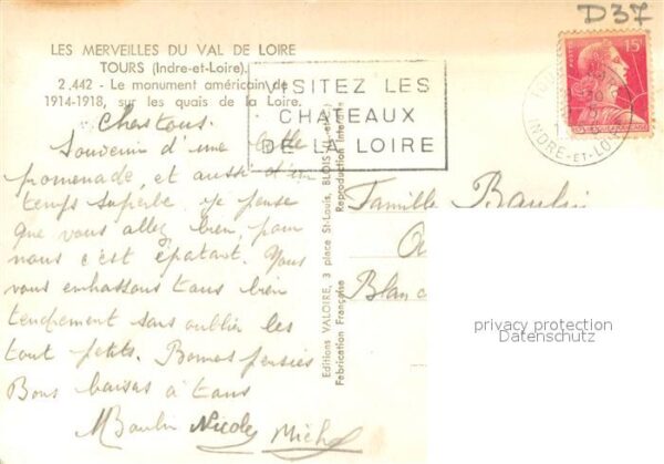 Tours Indre-et-Loire Le monument americain de 1914-18 sur le – Bild 2