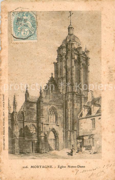 Mortagne-au-Perche Eglise Notre Dame Dessin Künstlerkarte
