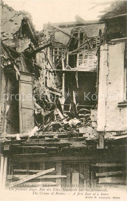 Reims 51 Le Crime de Reims Maison bombardée Rue