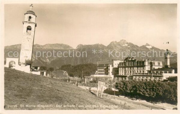 St Moritz GR Schiefer Turm und Kulm-Hotel Alpenblick