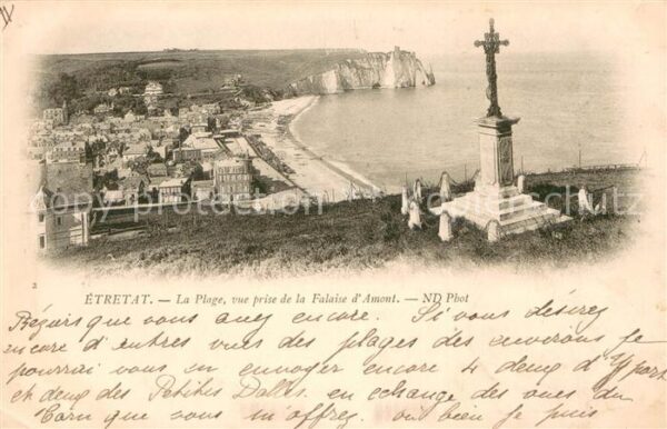 Etretat La plage vue prise de la Falaise d_Amon