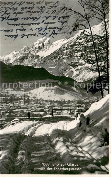 Glarus GL Ansicht von der Ennetbergstrasse aus Wi