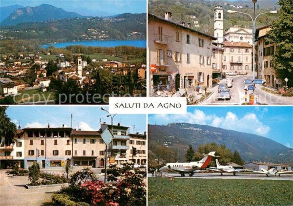 Agno Lago di Lugano Panorama Teilansichten Flugplatz