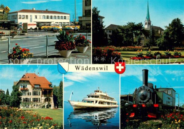 Waedenswil Bahnhof Kirche Fähre am Zürichsee Dampf