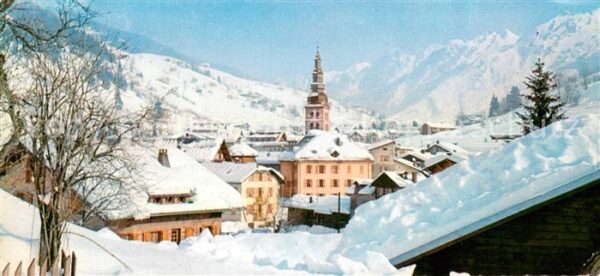Le Monetier les Bains Village sous la neige l hiver en montag