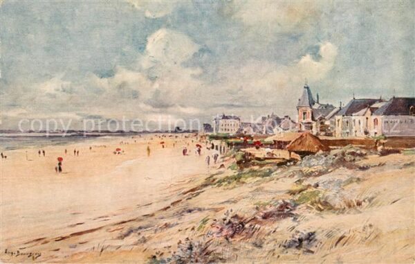 Pornichet La plage Peinture Künstlerkarte