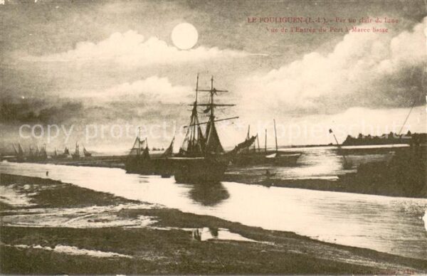 Le Pouliguen Par un clair du lune Vue de l’Entree du