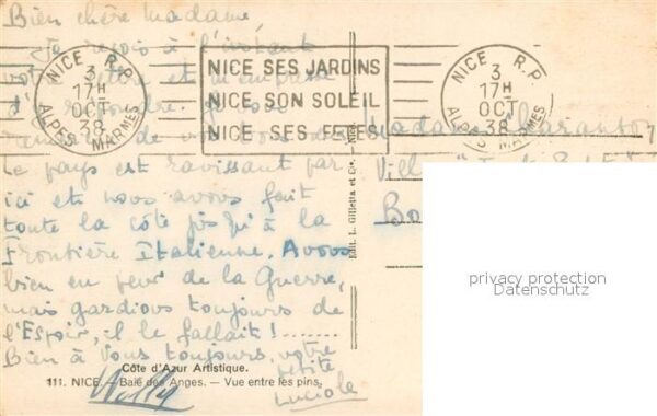 Nice 06 Baie des Anges Vue entre les pins – Bild 2
