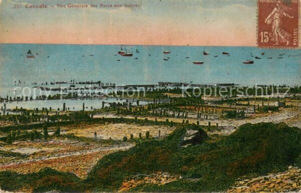 Cancale Vue Generale des parcs aux huîtres