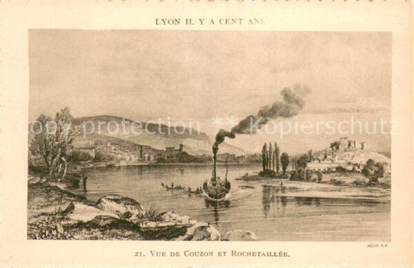 Lyon France Il y a cent ans vue de Couzon et Rochet