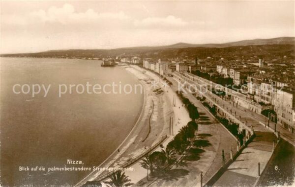 Nizza Blick auf palmenbestandene Strandpromen
