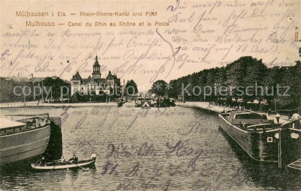 Mulhouse Muehlhausen Canal du Rhin au Rhône et la Poste