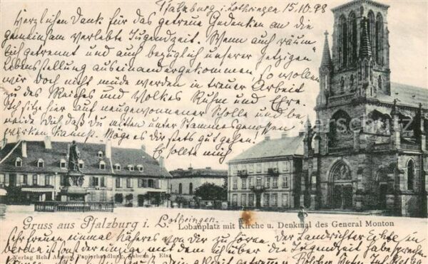 Pfalzburg Lobanplatz mit Kirche und Denkmal des G
