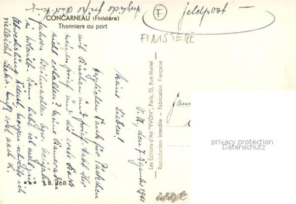 Concarneau Finistere Thonniers au port Feldpost – Bild 2