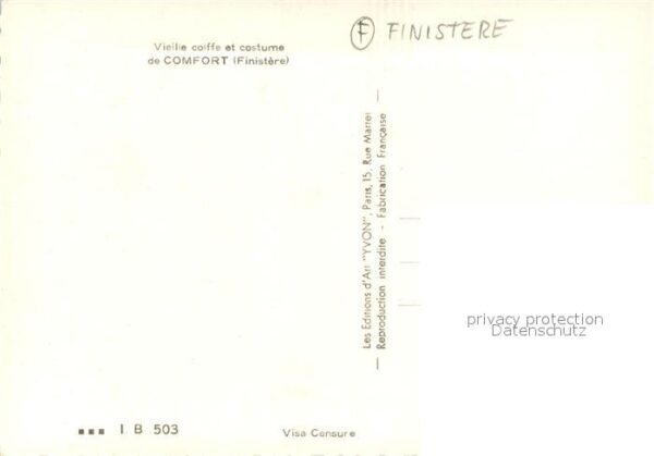 Finistere Region Vieille coiffe et costume de comfort Tr – Bild 2