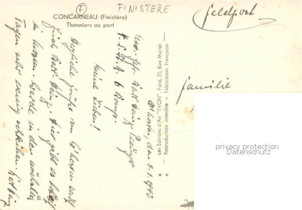 Concarneau Finistere Thonniers au port Feldpost – Bild 2