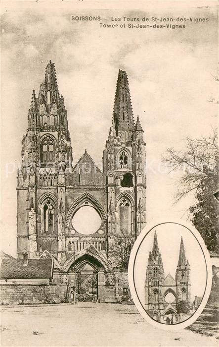 Soissons Aisne Les Tours de l'Eglise Saint Jean des Vi