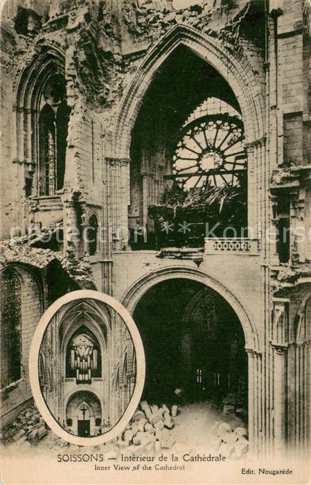 Soissons Aisne Intérieur de la Cathedrale Ruines Grand