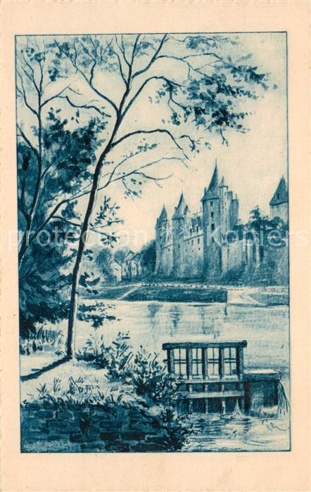 Josselin Chateau Schloss Peinture Künstlerkarte