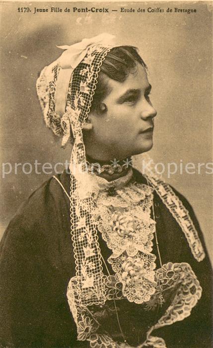 Pont-Croix Jeune fille Etude des Coiffes de Bretag
