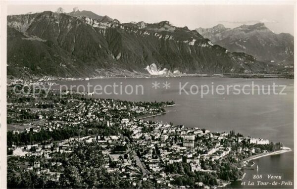 Vevey VD et La Tour de Peilz Vue aerienne