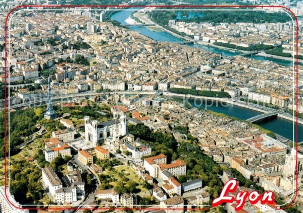 Lyon France Vue generale aerienne Notre Dame de Fou