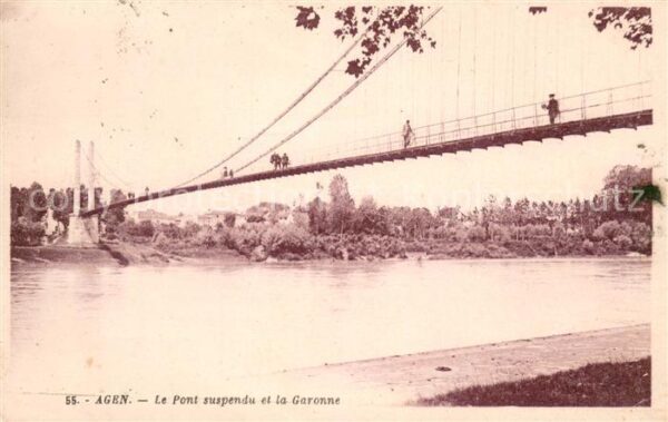 Agen Lot et Garonne Pont suspendu et la Garonne